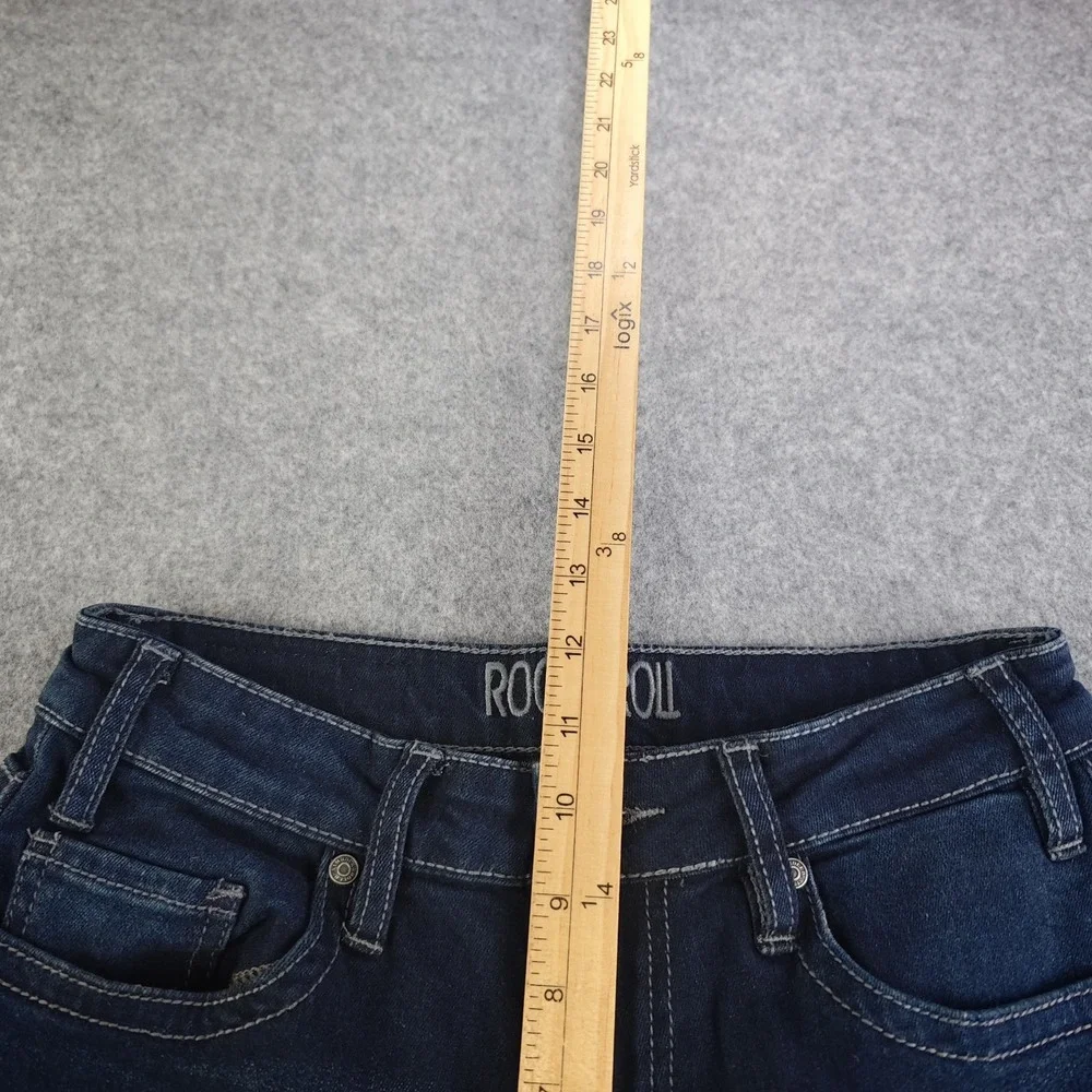 Rock & Roll Denim High Rise Bell Bottom Jeans Women's 28x32 Blue Dark Wash